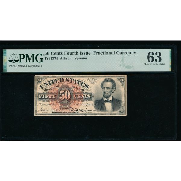 50 Cent Fourth Issue Fractional PMG 63