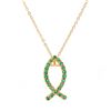 Image 1 : Plated 18KT Yellow Gold 1.02ctw Green Agate Pendant with Chain