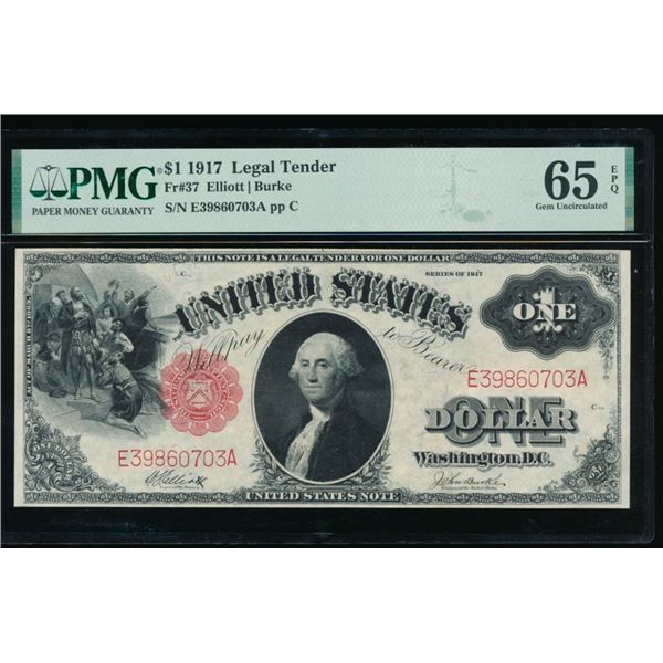 1917 $1 Legal Tender Note PMG 65EPQ