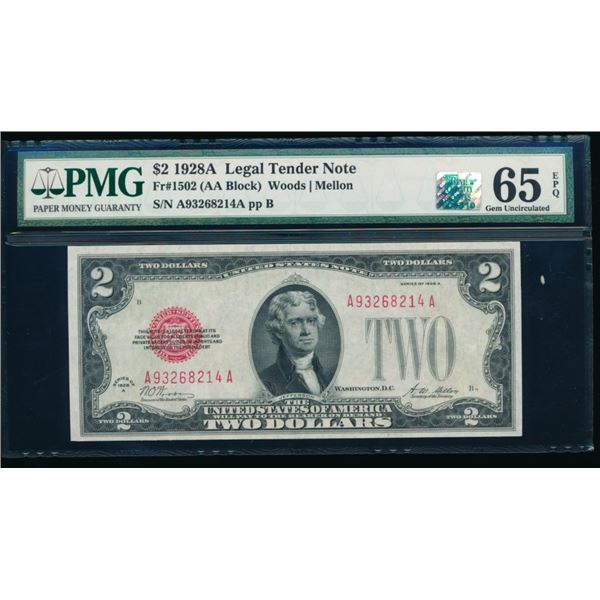 1928A $2 Legal Tender Note PMG 65EPQ