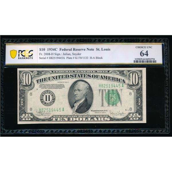 1934C $10 St Louis FRN PCGS 64