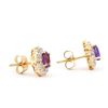 Image 2 : Plated 18KT Yellow Gold 1.02ctw Amethyst and Diamond Earrings