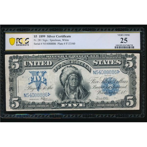 1899 $5 Chief Silver Certificate PCGS 25