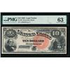 Image 1 : 1880 $10 Jackass Legal  Tender Note PMG 63