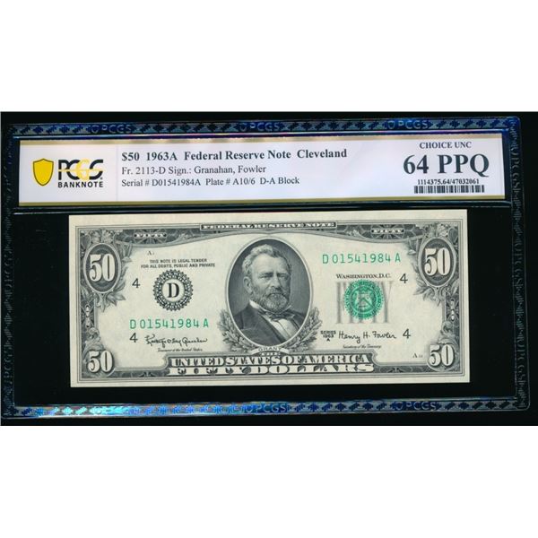 1963A $50 Cleveland FRN PCGS 64PPQ