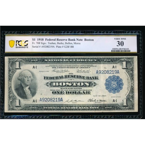 1918 $1 Boston FRBN PCGS 30