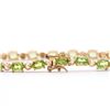 Image 2 : Plated 18KT Yellow Gold 9.00ctw Peridot and Diamond Bracelet