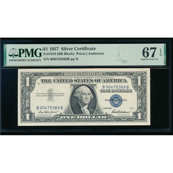 1957 $1 Silver Certificate PMG 67EPQ