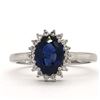 Image 1 : Blue Sapphire and Diamond Halo Iconic-Style Ring