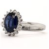 Image 2 : Blue Sapphire and Diamond Halo Iconic-Style Ring