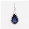 Image 1 : Raindrop-Shaped Iolite and Diamond Halo Pendant