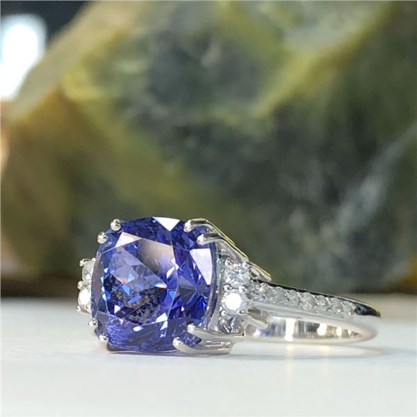Tanzanite and Diamond Cathedral Ring