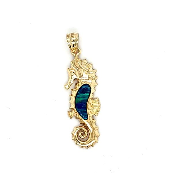 Black Opal Sea Horse Pendant