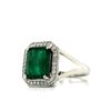 Image 2 : Octagonal-Cut Zambian Emerald & Diamond Halo Ring