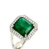 Image 3 : Octagonal-Cut Zambian Emerald & Diamond Halo Ring