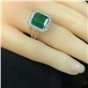Image 7 : Octagonal-Cut Zambian Emerald & Diamond Halo Ring