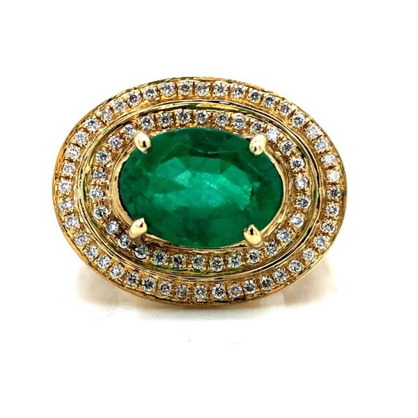 Emerald & Diamond Halo Ring - Butterfly Beautiful