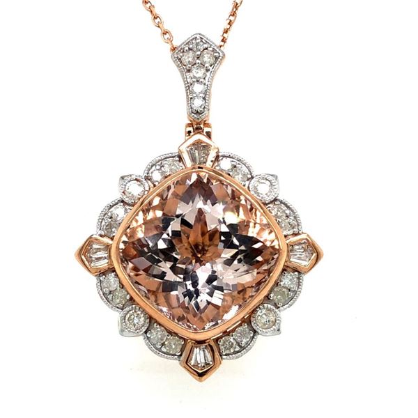 Mesmerizing Morganite and Diamond Halo Necklace