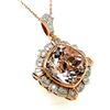 Image 2 : Mesmerizing Morganite and Diamond Halo Necklace