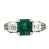 Image 1 : GIA Colombian Emerald & Carre-Cut Diamond Ring PLT