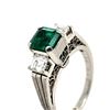 Image 2 : GIA Colombian Emerald & Carre-Cut Diamond Ring PLT