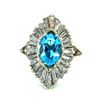 Image 1 : Intense Blue Aquamarine and Baguette Diamond Ring