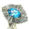 Image 2 : Intense Blue Aquamarine and Baguette Diamond Ring