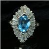 Image 3 : Intense Blue Aquamarine and Baguette Diamond Ring