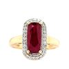 Image 1 : Elongated Cushion-Cut Ruby and Diamond Halo Ring
