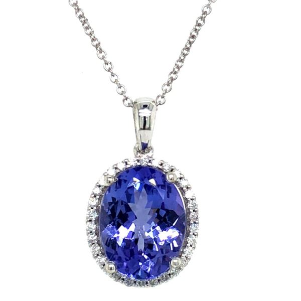 Tanzanite and Diamond Halo Necklace