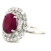 Image 1 : GIA Burmese Ruby and Diamond Double Halo Ring PLT
