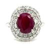 Image 2 : GIA Burmese Ruby and Diamond Double Halo Ring PLT