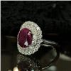 Image 3 : GIA Burmese Ruby and Diamond Double Halo Ring PLT