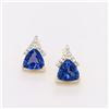 Image 1 : Trilliant Tanzanite Earrings with Diamond Chevrons
