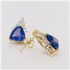 Image 2 : Trilliant Tanzanite Earrings with Diamond Chevrons