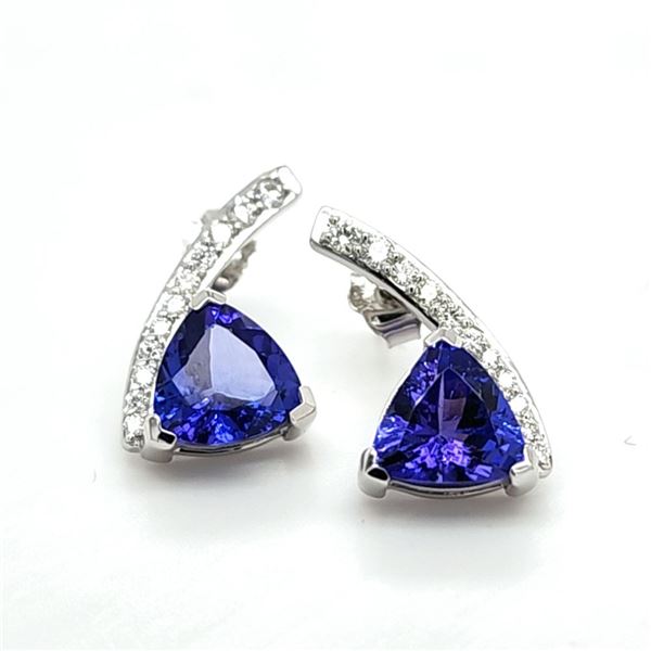 Trilliant-Cut Tanzanite & Diamond "Streak" Earrings