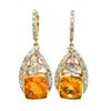 Image 1 : Golden Fire Opal and Diamond Dangling Earrings