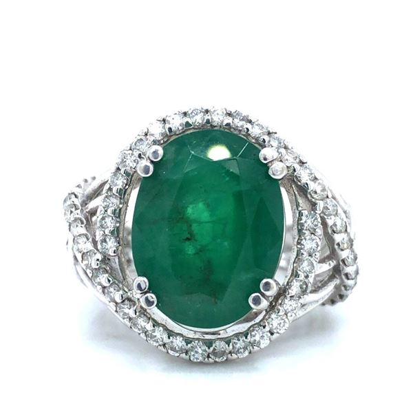 Incredible Emerald & Diamond Braided Ring Unisex