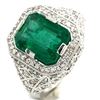 Image 1 : Oscar Friedman Emerald & Diamond Ring in Platinum