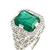 Image 2 : Oscar Friedman Emerald & Diamond Ring in Platinum
