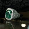 Image 8 : Oscar Friedman Emerald & Diamond Ring in Platinum