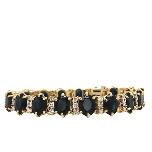 Chunky Blue Sapphire and Diamond Tennis Bracelet