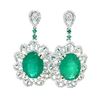 Image 1 : Maximalist Emerald and Diamond Dangling Earrings