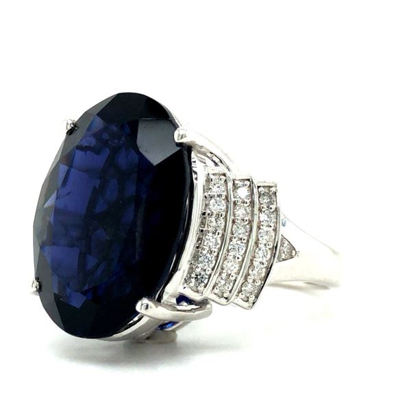 Bold Iolite and Diamond Ring