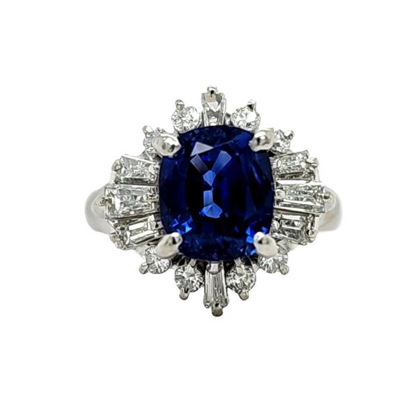 C - Madagascar Blue Sapphire & Diamond Skirt Ring GIA