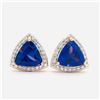 Image 1 : Trilliant-Cut Tanzanite and Diamond Halo Earring