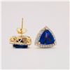 Image 3 : Trilliant-Cut Tanzanite and Diamond Halo Earring