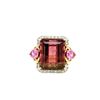 Image 1 : Watermelon Tourmaline, Sapphire and Diamond Ring
