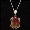 Image 3 : Watermelon Tourmaline, Ruby, and Diamond Necklace