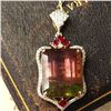 Image 4 : Watermelon Tourmaline, Ruby, and Diamond Necklace